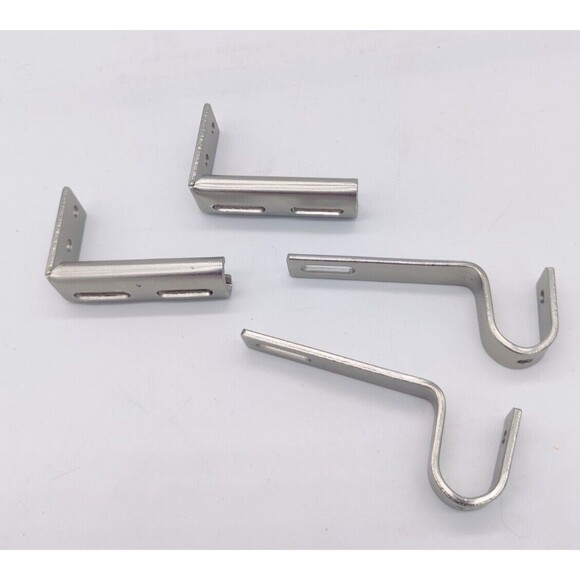 Hardware Brackets For Curtain Rod Set of 4 Silver Adjustable 2 Unopened 2 Opened - Picture 10 of 11
